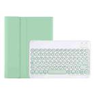 For Samsung Galaxy Tab A9+ X210/X215/X215 YA09B Candy Color TPU Round Keycap Bluetooth Keyboard Leather Case with Pen Slot(Light Green) - 1