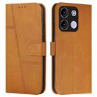 For itel A60s Stitching Calf Texture Buckle Leather Phone Case(Yellow) - 1