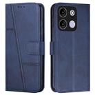 For itel A60s Stitching Calf Texture Buckle Leather Phone Case(Blue) - 1