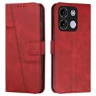 For itel A60s Stitching Calf Texture Buckle Leather Phone Case(Red) - 1