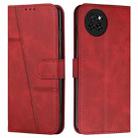 For itel S23 Stitching Calf Texture Buckle Leather Phone Case(Red) - 1