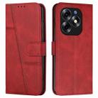 For itel S23+ Stitching Calf Texture Buckle Leather Phone Case(Red) - 1