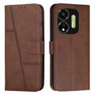 For itel P55 5G Stitching Calf Texture Buckle Leather Phone Case(Brown) - 1