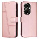 For itel P55+ Stitching Calf Texture Buckle Leather Phone Case(Pink) - 1