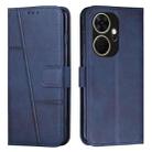 For itel P55+ Stitching Calf Texture Buckle Leather Phone Case(Blue) - 1