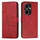 For itel P55+ Stitching Calf Texture Buckle Leather Phone Case(Red) - 1
