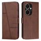 For itel P55+ Stitching Calf Texture Buckle Leather Phone Case(Brown) - 1