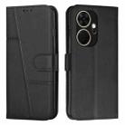 For itel P55+ Stitching Calf Texture Buckle Leather Phone Case(Black) - 1