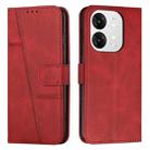 For itel A80 Stitching Calf Texture Buckle Leather Phone Case(Red) - 1