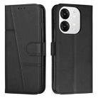 For itel A80 Stitching Calf Texture Buckle Leather Phone Case(Black) - 1