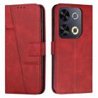 For itel P65 Stitching Calf Texture Buckle Leather Phone Case(Red) - 1