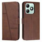 For itel A90 4G Stitching Calf Texture Buckle Leather Phone Case(Brown) - 1
