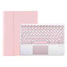 For Samsung Galaxy Tab A9+ X210/X215/X215 YA09B-A Candy Color TPU Round Keycap Touch Bluetooth Keyboard Leather Case with Pen Slot(Pink) - 1