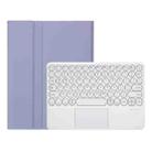 For Samsung Galaxy Tab A9+ X210/X215/X215 YA09B-A Candy Color TPU Round Keycap Touch Bluetooth Keyboard Leather Case with Pen Slot(Purple) - 1