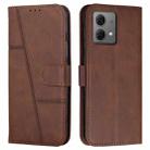 For Motorola Edge 40 Neo Stitching Calf Texture Buckle Leather Phone Case(Brown) - 1