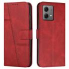 For Motorola Edge 40 Neo Stitching Calf Texture Buckle Leather Phone Case(Red) - 1