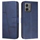 For Motorola Edge 40 Neo Stitching Calf Texture Buckle Leather Phone Case(Blue) - 1