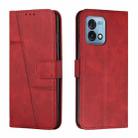 For Motorola Moto G Stylus 4G 2023 Stitching Calf Texture Buckle Leather Phone Case(Red) - 1