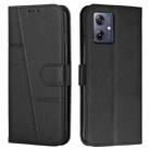 For Motorola Moto G54 Stitching Calf Texture Buckle Leather Phone Case(Black) - 1