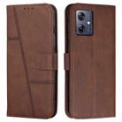 For Motorola Moto G54 Stitching Calf Texture Buckle Leather Phone Case(Brown) - 1