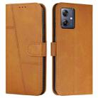 For Motorola Moto G54 Stitching Calf Texture Buckle Leather Phone Case(Yellow) - 1