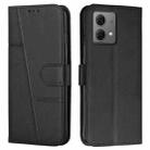 For Motorola Moto G84 Stitching Calf Texture Buckle Leather Phone Case(Black) - 1
