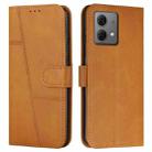 For Motorola Moto G84 Stitching Calf Texture Buckle Leather Phone Case(Yellow) - 1