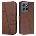 For Motorola Edge 50 Neo Stitching Calf Texture Buckle Leather Phone Case(Brown) - 1