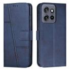 For Motorola Edge 50 Neo Stitching Calf Texture Buckle Leather Phone Case(Blue) - 1