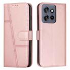 For Motorola Edge 50 Neo Stitching Calf Texture Buckle Leather Phone Case(Rose Gold) - 1