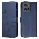 For Motorola Edge 50 Stitching Calf Texture Buckle Leather Phone Case(Blue) - 1