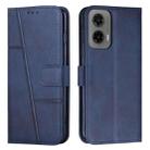 For Motorola Moto G35 Stitching Calf Texture Buckle Leather Phone Case(Blue) - 1