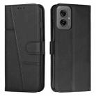 For Motorola Moto G55 Stitching Calf Texture Buckle Leather Phone Case(Black) - 1