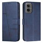 For Motorola Moto G55 Stitching Calf Texture Buckle Leather Phone Case(Blue) - 1