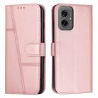 For Motorola Moto G55 Stitching Calf Texture Buckle Leather Phone Case(Rose Gold) - 1