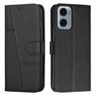 For Motorola Moto G05 Stitching Calf Texture Buckle Leather Phone Case(Black) - 1