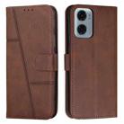 For Motorola Moto G05 Stitching Calf Texture Buckle Leather Phone Case(Brown) - 1