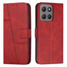 For Motorola Moto G15 Stitching Calf Texture Buckle Leather Phone Case(Red) - 1