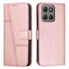 For Motorola Moto G15 Stitching Calf Texture Buckle Leather Phone Case(Rose Gold) - 1