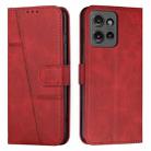 For Motorola Moto G 5G 2025 Stitching Calf Texture Buckle Leather Phone Case(Red) - 1