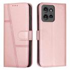 For Motorola Moto G 5G 2025 Stitching Calf Texture Buckle Leather Phone Case(Rose Gold) - 1