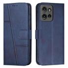 For Motorola Moto G Power / G Play 2025 Stitching Calf Texture Buckle Leather Phone Case(Blue) - 1