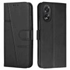 For OPPO A38 / A18 Stitching Calf Texture Buckle Leather Phone Case(Black) - 1