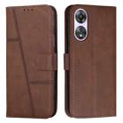 For OPPO A58 / A78 Stitching Calf Texture Buckle Leather Phone Case(Brown) - 1