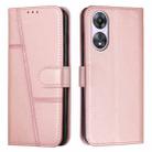 For OPPO A58 / A78 Stitching Calf Texture Buckle Leather Phone Case(Rose Gold) - 1