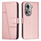 For OPPO Reno11 5G Global Stitching Calf Texture Buckle Leather Phone Case(Rose Gold) - 1