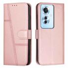 For OPPO Reno11 F Stitching Calf Texture Buckle Leather Phone Case(Rose Gold) - 1