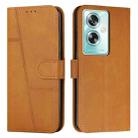 For OPPO A79 5G Stitching Calf Texture Buckle Leather Phone Case(Yellow) - 1