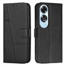 For OPPO A60 4G Stitching Calf Texture Buckle Leather Phone Case(Black) - 1