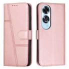 For OPPO A60 4G Stitching Calf Texture Buckle Leather Phone Case(Rose Gold) - 1